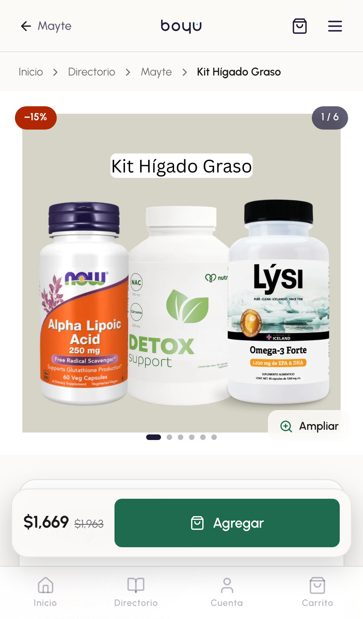 Ficha del Kit Hígado Graso recomendado por Mayte